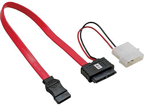 Stromversorgungs-Adapter SATA+13,34cm (5.25'') Buchse an 7+6 Slim-Sata-Buchse, 0.3m +0.15m