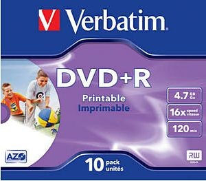 DVD+R Verbatim 4.7 GB (einzeln) Jewel Case bedruckbar Rohling