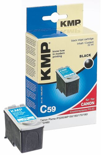 Tinte Canon PG50 PIXMA iP2200 komp. KMP C59 auch für MP150/160/170/180/450/460, 22 ml, black