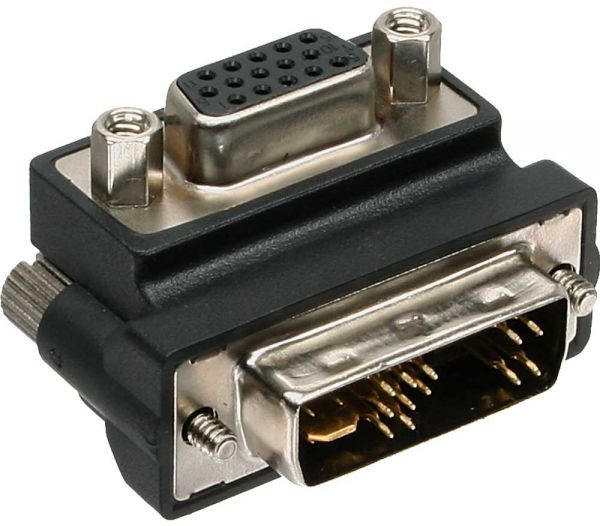 DVI-Adapter DVI-A 90° gewinkelt, analog 12+5 an VGA Sub-D DVI-A 12+5 Stecker an VGA 15pol. HD Buchse