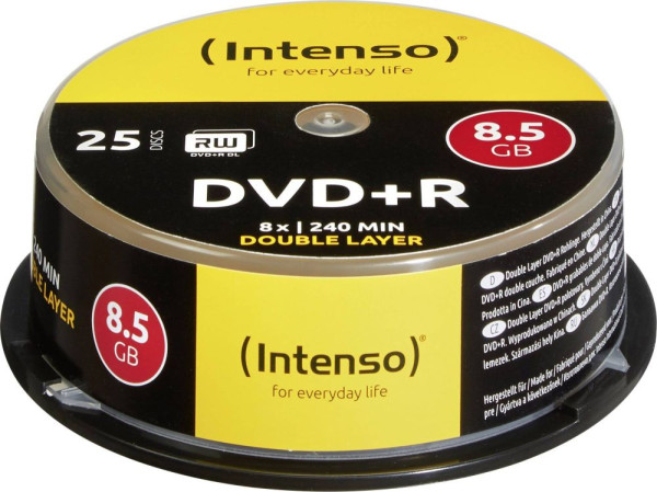 DVD+R DL Intenso Double Layer 25er Spindel Rohlinge 8.5 GB, 8x