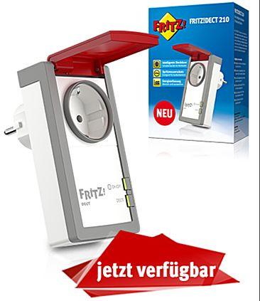 FRITZ!DECT 210 intelligente Steckdose IP44 - lieferbar! spritzwassergeschützt, 16A schalten & messen über Web