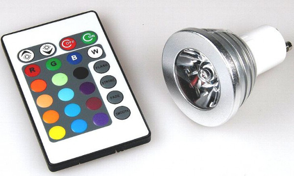 LED Strahler GU10 3 W RGB 400 Lumen, inkl. Fernbedienung LED Strahler mit RGB Farbwechsel