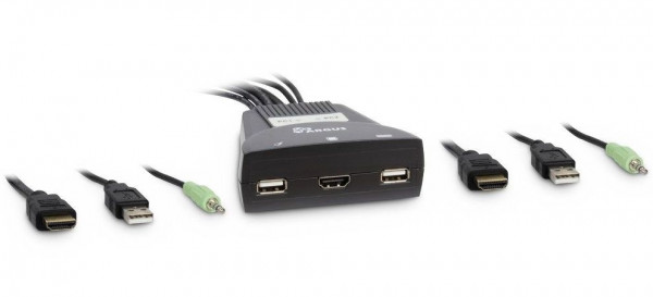 Tastatur-Maus-Monitor Umschalter für 2 PCs, HDMI, Inter-Tech 2-fach KVM USB Umschalter mit Audio, LS-21HA