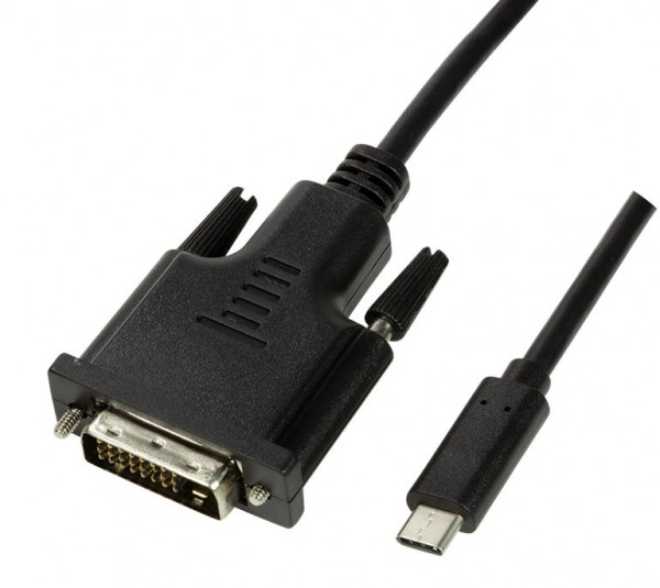 USB-Kabel C an DVI 3m Logilink Schwarz USB 3.2 Gen1 Type-C Stecker an DVI-Stecker, 1080p