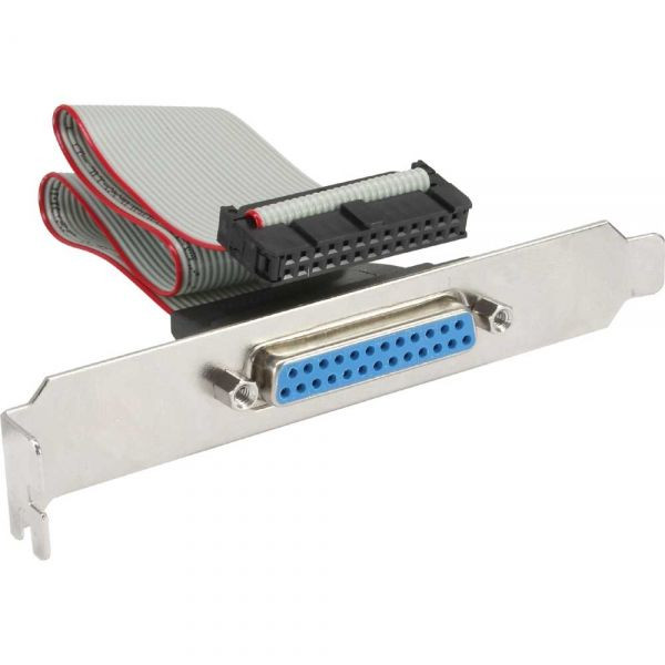 Slotblech mit LPT-Anschluß-Kabel 50cm bulk 25polige Sub-D-Buchse an 26-pin-Buchsenleiste