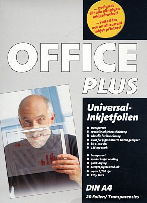 Tintenfolie A4 klar 20 Blatt Office Plus einseitig beschichtet, bis 5760 dpi, 115 µm