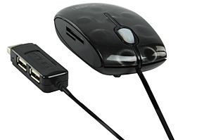 Maus König inkl. USB 2.0 Hub & Kartenleser optische 3-Tasten-Kabelmaus mit Scrollrad, 800 dpi
