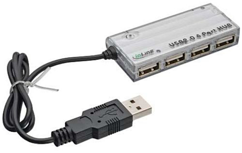 USB-Hub (USB 2.0)  4 Ports aktiv, mit Netzteil USB-Verteiler 4-fach