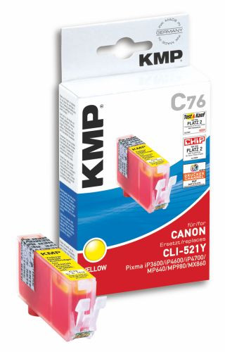 Tinte Canon CLI-521y yellow kompatibel KMP C76 yellow dye, 9 ml, für MP540/MP980, oem 1510,0009