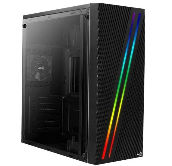Gehäuse Midi-Tower Aerocool Streak RGB mit Fenster Schwarz ohne Netzteil, unterstützte Boards ATX, microATX, Mini-ITX