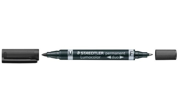 Permanentmarker Staedler 348-9 Lumocolor Duo schwarz Strichstärken: 0.6mm & 1.5 mm (analog F & M)