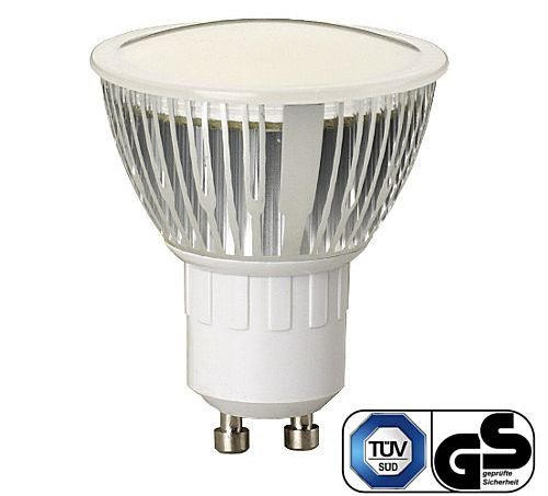 LED Strahler GU10 4,5 W warmweiss 520 Lumen 2700K Streuung 120 Grad mit Milchglaslinse, TÜV/GS