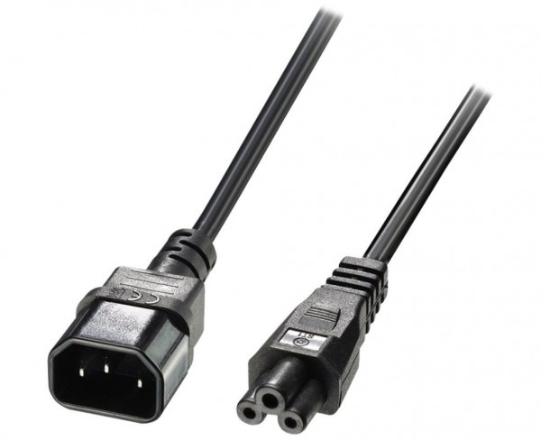 Kaltgerätekabel Buchse C14 an C5 Stecker 1m Lindy um z.B. Notebooks an USV anzuschließen