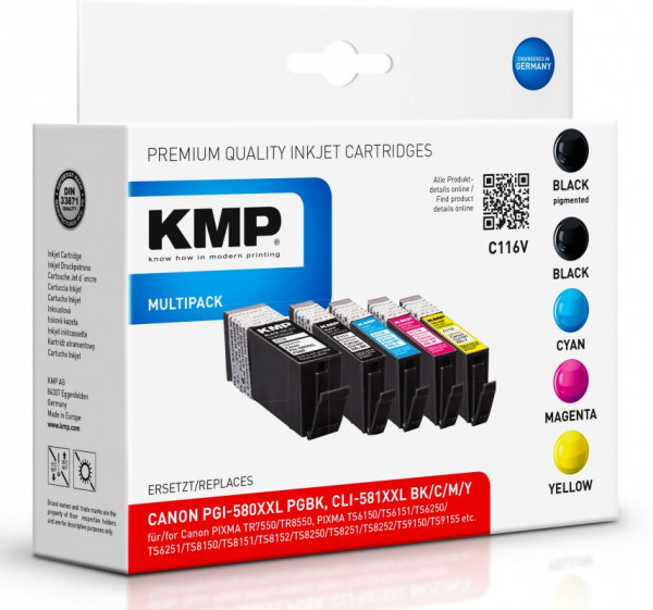 Tinte Canon PGI-580XXL & 4xCLI581xxl  Value komp. KMP C116V je 1x PGI 580 XXL/ CLI581XXL bk/c/m/y, 5er Multipack