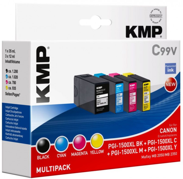 Tinte Canon PGI-1500XL Valuepack komp. KMP C99V je 1x bk/c/m/y , Pigmenttinte