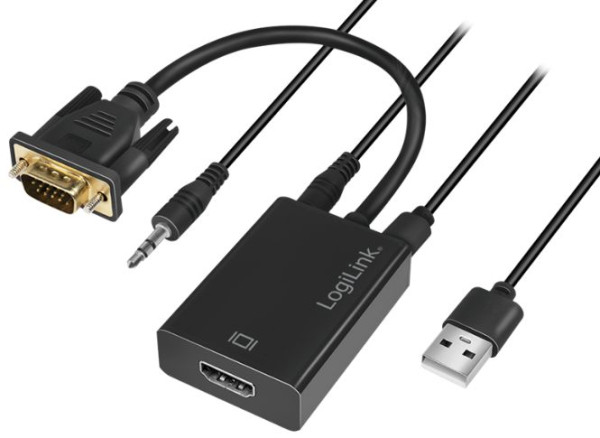 Monitor-Adapter VGA Stecker inkl. Audio an HDMI-Buchse Videokonverter, max. Auflösung: Full HD 1080p (60 Hz)