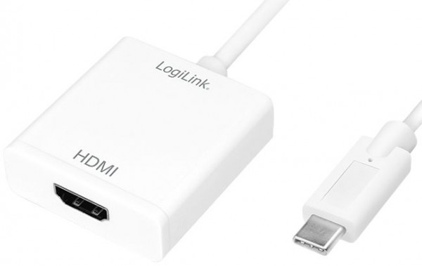 USB-Adapter 3.2 Gen 1 C-Stecker an HDMI-Stecker 0.14m für max. 4K/30Hz, geschirmt, Kunststoff-Gehäuse Weiß
