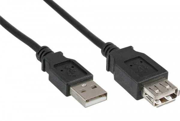 USB-Verlängerung 2.0 A-A S-B 1m schwarz Stecker an Buchse