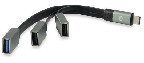 USB-Hub (USB 3.1) USB-C Stecker an 3x USB-A Conceptronic Plug and Play, Grau, Kabel-Hub