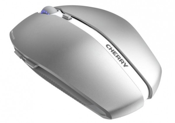 Maus Cherry GENTIX BT Wireless frosted silver mit Scroll-Rad 3-Tasten Bluetooth-Mouse, Unterstützung mehrerer Geräte
