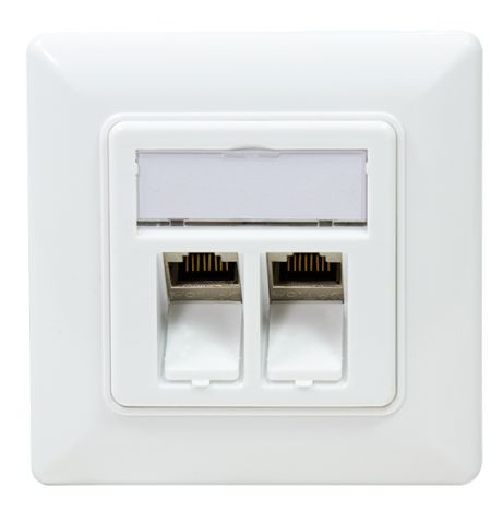 Keystone Face Plate with 2 Cat.6A modules, Weiß Logilink Anschlussdose mit zwei geschirmten Cat.6A Modulen