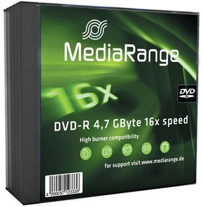 DVD-R Mediarange 5er Pack Slimcase Rohling, 4,7 GB, 16x