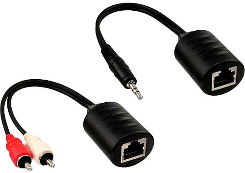 Audio-Adapter 2xCS-1KS über RJ45 passiv 2-teilig 2x Cinch-Stecker an 1x Klinken Stecker