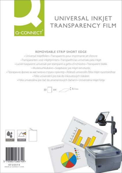 Tintenfolie A4 klar 50 Blatt CONNECT einseitig beschichtet mit Papierstreifen