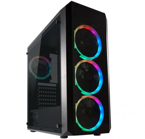 Gehäuse Midi-Tower LC-Power Gaming 703B Quad-Luxx ohne Netzteil, 1x USB 3.0, Schwarz, Mesh Black, kein DVD