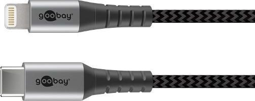 USB-Kabel C an Lightning Apple 0.5m Schwarz, Grau Schnelllade- und Datenkabel für iPad, iPhone, iPod