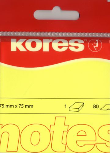 Haftnotiz 75x75 mm 100 Blatt neon-gelb KORES N47076 Umverpackung: 12 Stück