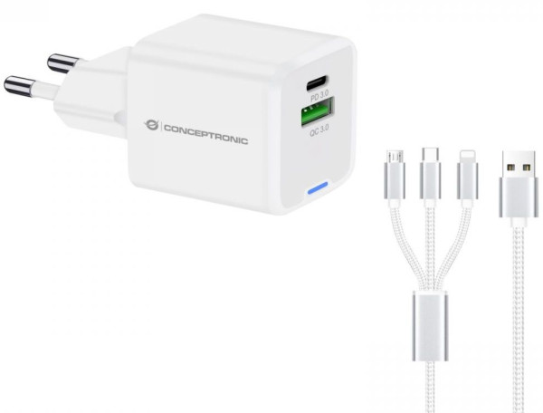 Ladegerät USB 1xC, 1xA Ladeadapter 33W PD, PPS, QC 3.0 Power Delivery 3.0, Schnellladetechnologie
