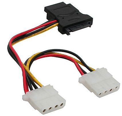 Stromversorgungs-Adapter SATA S-B an 2x 13,34cm Stecker SATA Strombuchse und -stecker an 2x Stromstecker 5.25''