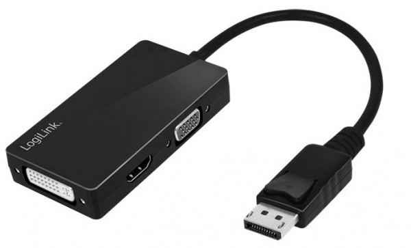 Monitor-Adapter Displayport-Stecker an HDMI/VGA/DVI-Buchse DisplayPort 1.2, DVI 1.0, HDMI 1.4, geschirmt, Länge: 0,1 m