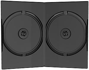 DVD Hülle 2fach Book-Case (einzeln), Schwarz DVD Box, mit transparenter Außentasche