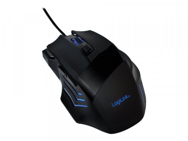 Maus LogiLink Gaming Maus + Mauspad Combo-Set 7 Tasten, Schwarz, kabelgebunden, für Rechtshänder