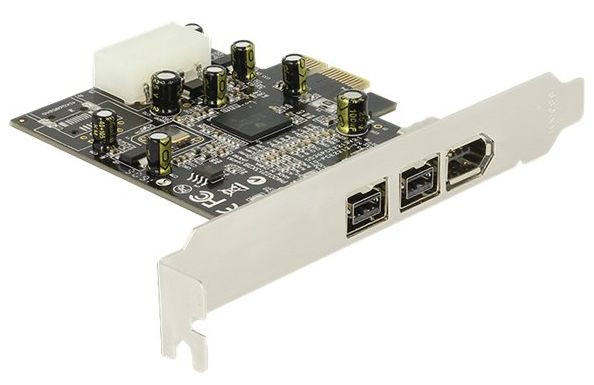 PCIe Firewire Schnittstelle  2x800 MBits/s, 1x400 MBit/s PCI-Express, 3x extern, 1x intern Stromanschluß 5,25''