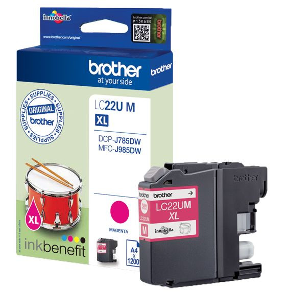 Tinte Brother LC-22UM Magenta Original für ca. 1.200 bei 5% Deckung, sehr hohe Ergiebigkeit