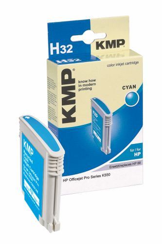 Tinte HP C9391AE No. 88 cyan kompatibel KMP H32 blau, 17 ml, oem 1704,4913, !! Restposten !!