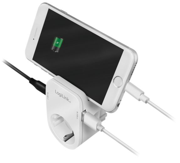 Ladegerät USB C und A Ladeadapter 17W mit Ablegehalterung 1x Schutzkontaktbuchse, 1x USB-A, 1x USB-C