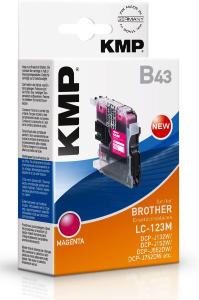 Tinte Brother LC-123M magenta kompatibel KMP für ca. 600 Seiten bei 5% Deckung, 8 ml