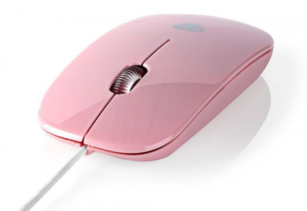 Maus Nedis 3 Tasten Pink USB für Rechts- und Linkshänder ultraschlanke optische 2-Tasten-Kabelmaus mit Tast-Scrollrad