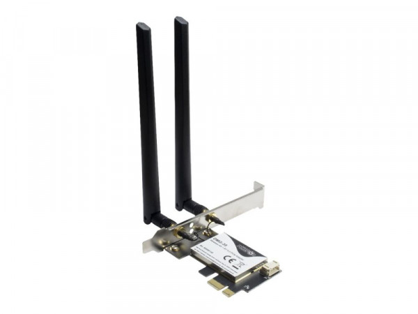 PCIe WLAN + Bluetooth mit 2 Antennen 2-in-1 PCI-Express, inkl. Standard und low profil Slotblech (LP)