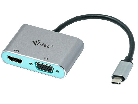 USB-Adapter 3.2 Gen 2 C-Stecker an HDMI & VGA solides Aluminiumgehäuse, Kabellänge 15 cm