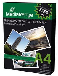 Tintenpapier Mediarange A4 matt 130 g/m² 100 Blatt, matte-coated, schnelltrocknend, Fotopapier