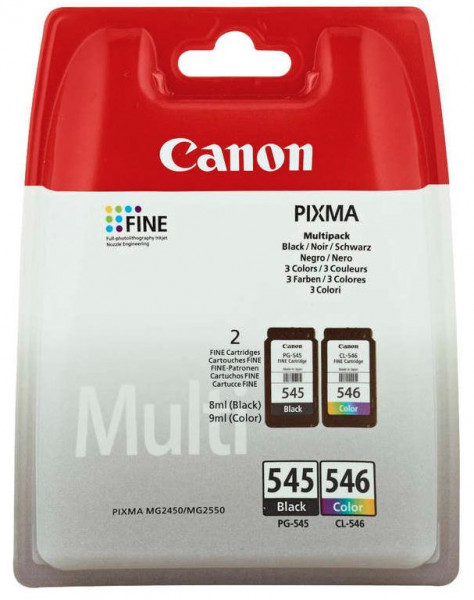 Tinte Canon PG-545/CL-546 Multipack Original schwarz 8ml (ca. 180 Seiten), color 8 ml (ca. 180 Seiten)