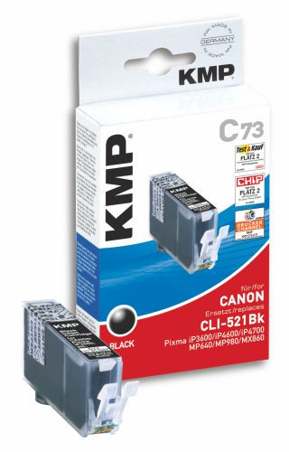 Tinte Canon CLI-521bk schwarz kompatibel KMP C73 black dye, 9 ml, für MP540/MP980, oem 1509,0001