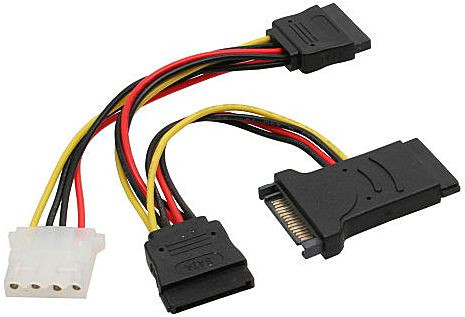 Stromversorgungs-Adapter SATA Stecker-Buchse an SATA+13,3cm SATA Strombuchse und -stecker an 2x SATA Stromstecker und
