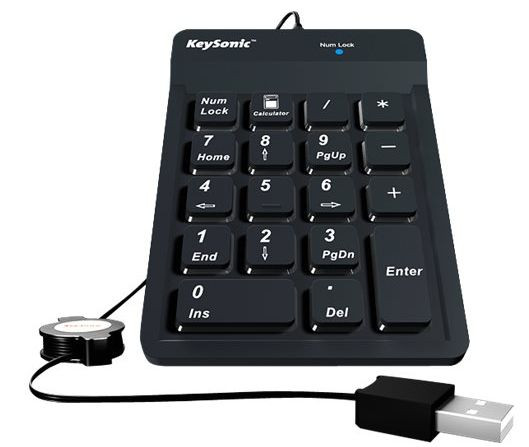 Nummernblock USB Keysonic ACK-118BK staubdicht und spritzwassergeschützt (IP64)